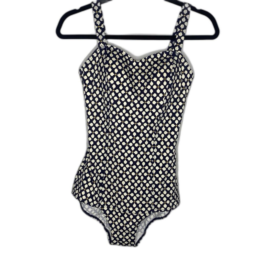 TU One Piece Swimsuit Padded Adjustable Straps Womens US 8 10 UK 12 Navy Blue